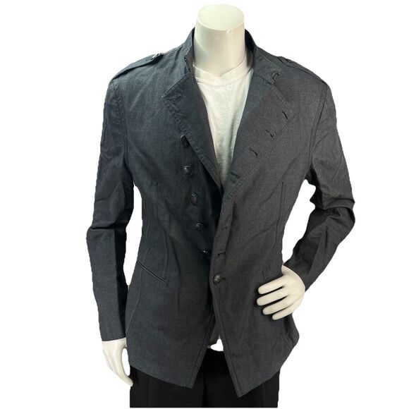 John Varvatos Mainline Men L/42 Asymmetrical Military Fleur De Lis Jacket Italy - Picture 2 of 16